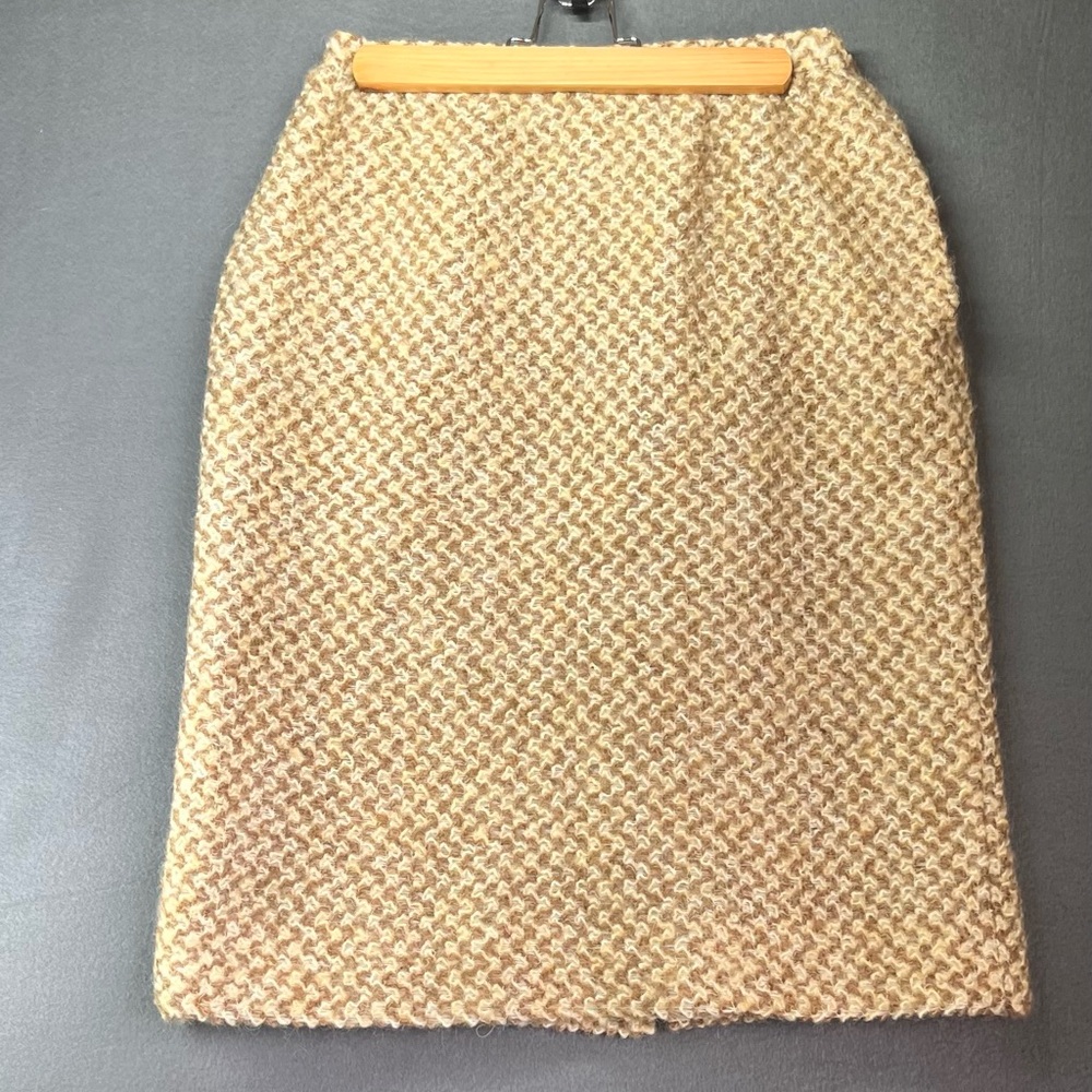 Vintage Cream Tweed Pencil Skirt - Classic Textured Knit